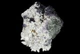 Purple Cuboctahedral Fluorite Crystals on Quartz - China #147072-1